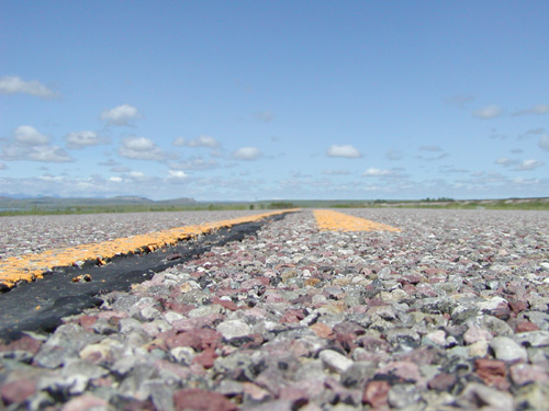 Close up of the asphalt in Montana